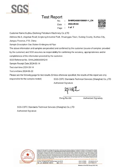 Rapport d'inspection (Canalisation souterraine de station-service) 